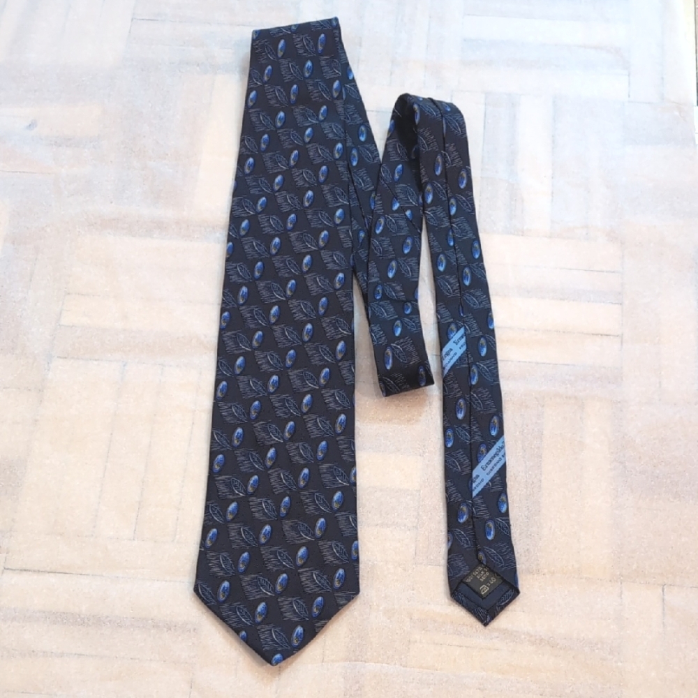 Ermenegildo Zegna Silk Blue Patterned Men's Tie